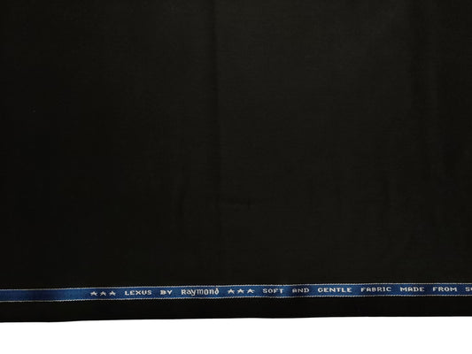 Raymond Lexus Super 100s Merino Wool Blend Suiting Fabric (Black, Plain Weave)