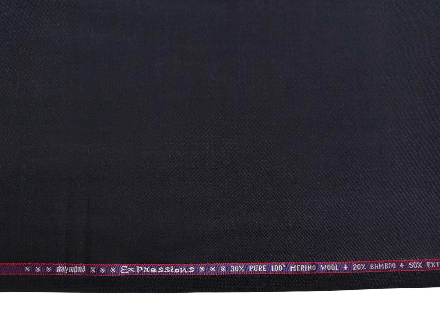 Raymond Expressions Super 100s Merino Wool Blend Suiting Fabric (Navy Blue, Plain Weave)