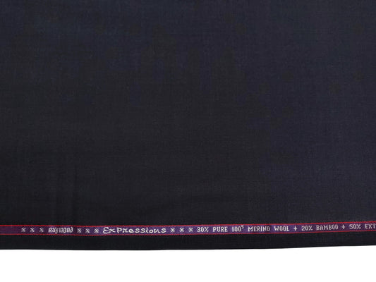 Raymond Expressions Super 100s Merino Wool Blend Suiting Fabric (Navy Blue, Plain Weave)