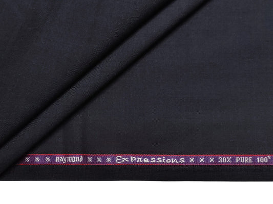 Raymond Expressions Super 100s Merino Wool Blend Suiting Fabric (Navy Blue, Plain Weave)