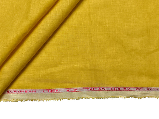 100% Pure European Linen 60 LEA Shirting Fabric (Yellow, Plain Weave)