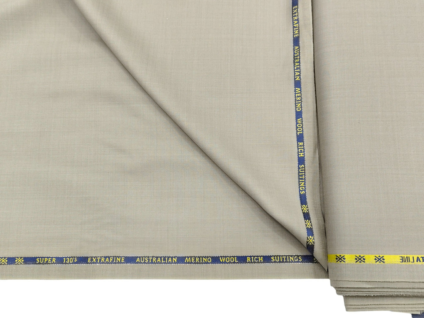 Cavalero Italy 60% Wool Super 130s Extrafine Australian Merino Wool Blend Suiting Fabric (Stone Beige, Plain Weave)