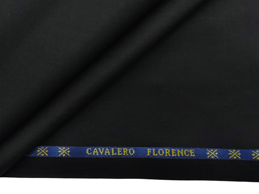 Cavalero Italy 60% Wool Super 130s Extrafine Australian Merino Wool Blend Suiting Fabric (Black, Plain Weave)