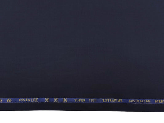 Cavalero Italy 60% Wool Super 130s Extrafine Australian Merino Wool Blend Suiting Fabric (Navy Blue, Plain Weave)