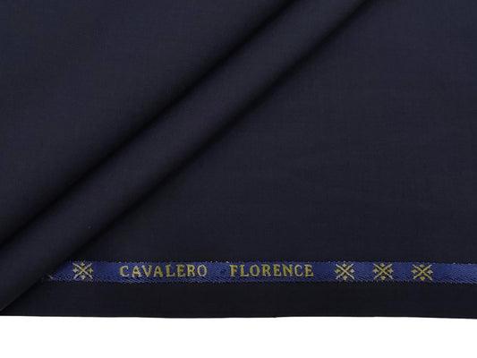 Cavalero Italy 60% Wool Super 130s Extrafine Australian Merino Wool Blend Suiting Fabric (Navy Blue, Plain Weave)