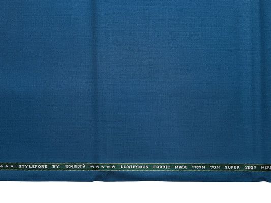 Raymond Styleford 70% Wool Super 130s Suiting Fabric (Teal Blue, Plain Weave)