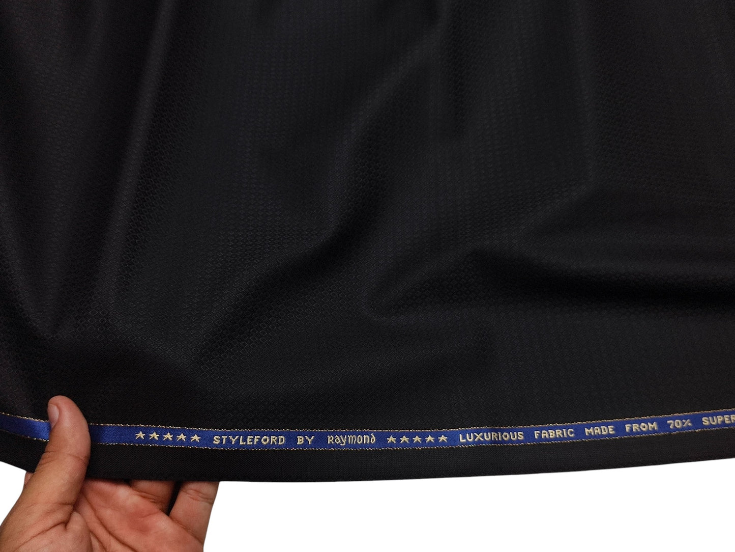 Raymond Styleford 70% Wool Super 130s Suiting Fabric (Black Patterned)