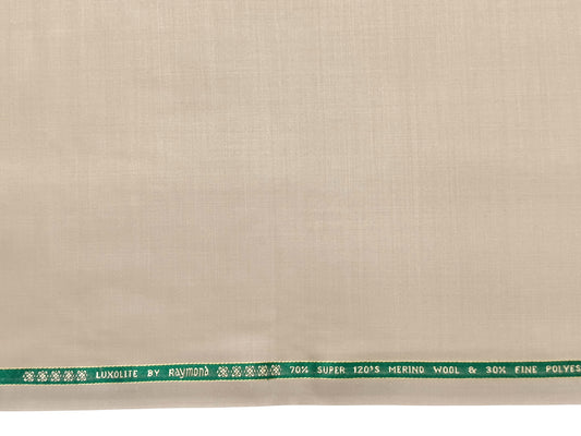 Raymond Luxolite 70% Wool Super 120s Suiting Fabric (Beige Cream, Plain Weave)