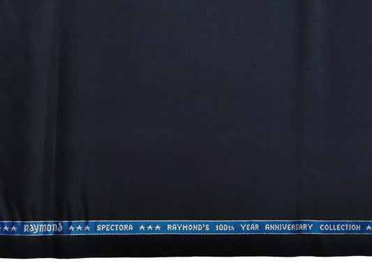 Raymond Spectora Super 140s Merino Wool Blend - 100th Year Anniversary Collection Suiting Fabric (Navy Blue, Plain Weave)