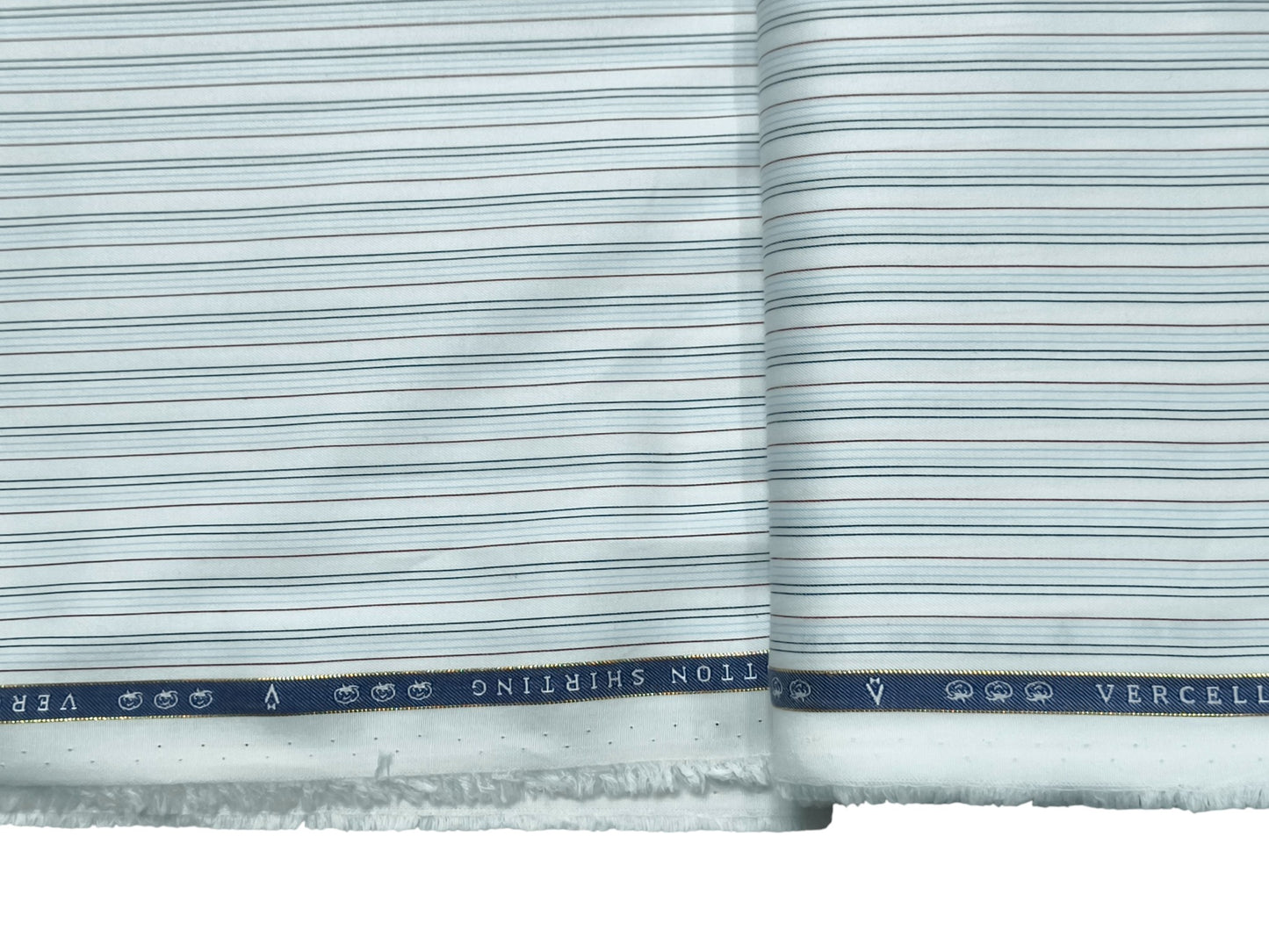 Vercelli Italy 2/120s 100% Finest Supima Cotton Shirting Fabric (White And Blue, Multistripes)