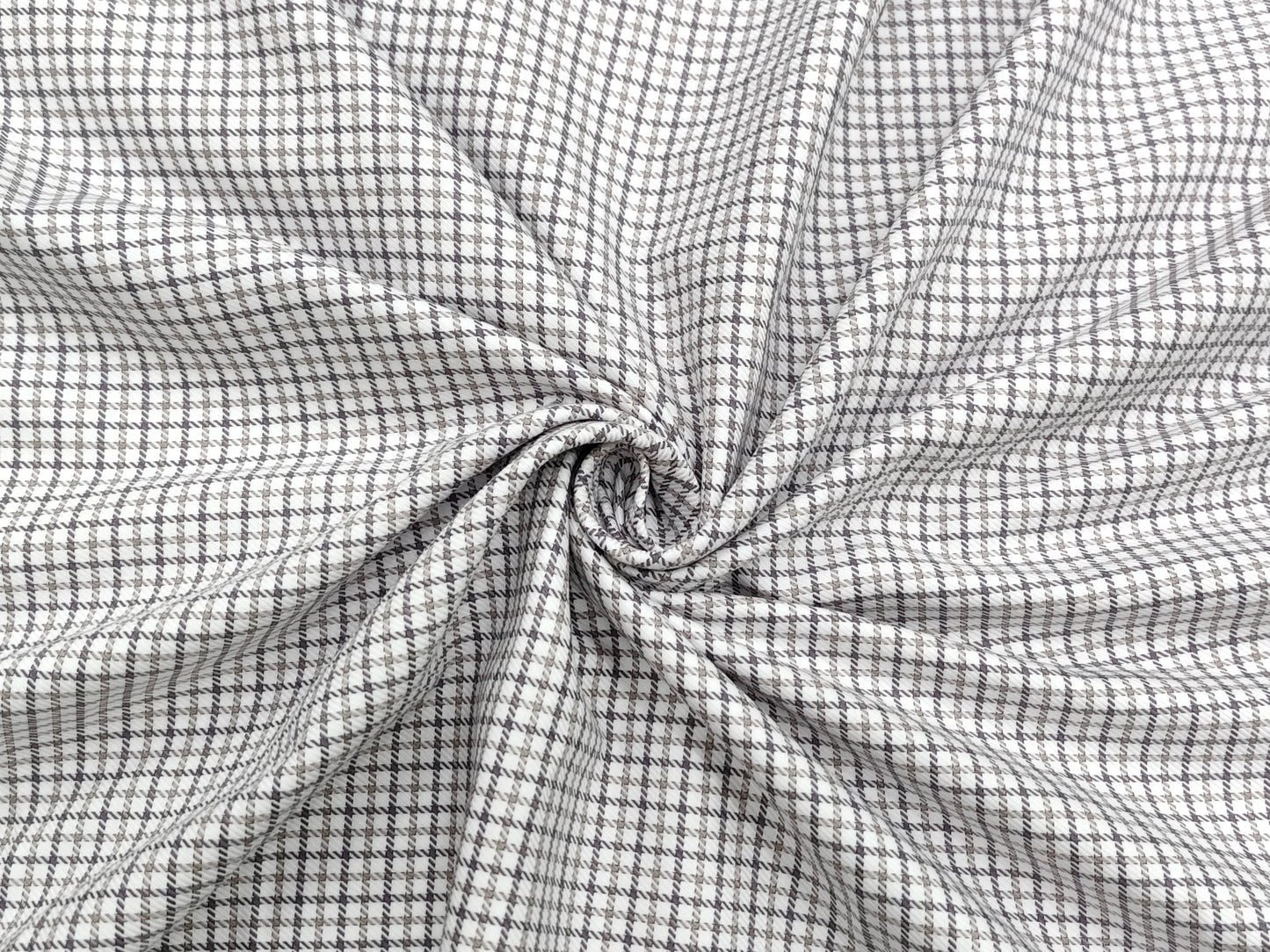 Vercelli Italy 2/100s Finest Supima Cotton Shirting Fabric (White , Beige And Brown , Checks)