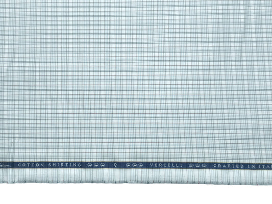 Vercelli Italy 2/120s 100% Finest Supima Cotton Shirting Fabric (White And Blue, Multichecks)