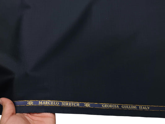 Georgia Gullini Extrafine Super 120s Wool Blended Suiting Fabric (Deep Navy Blue, Plain)