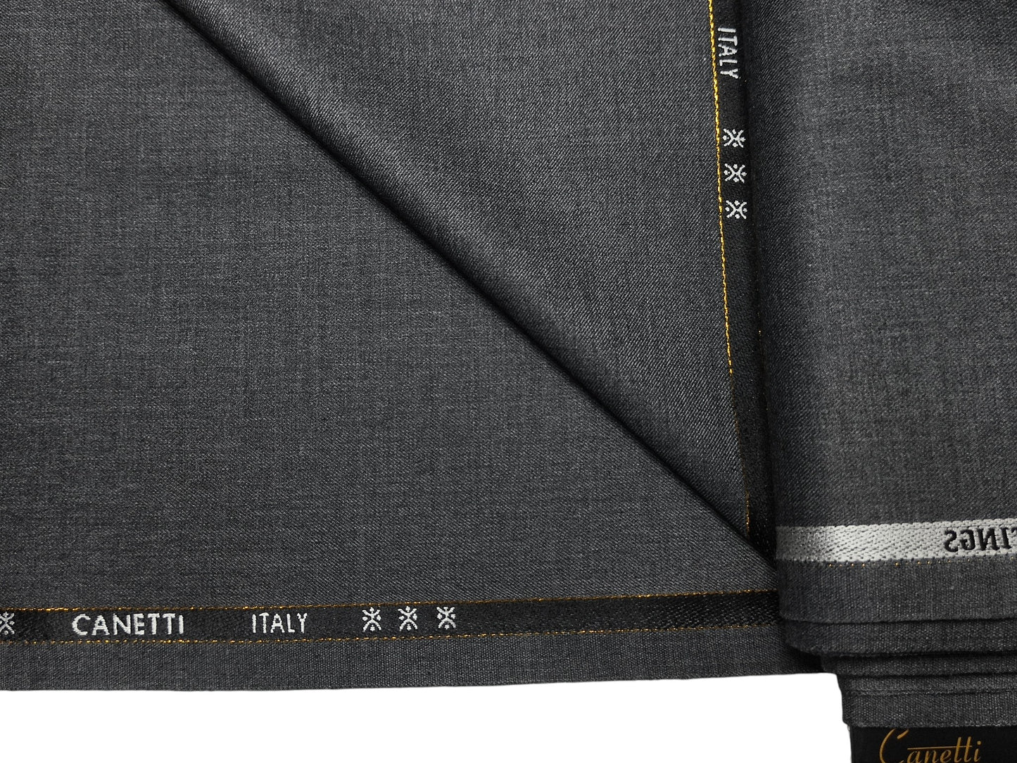Canetti Italy Super 100's Merino Wool Blend Suiting Fabric (Grey Melange, Plain)