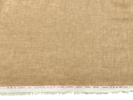 Arvind 100% Pure Irish Linen (80 Lea) Shirting Fabric (Camel Tan, Plain)