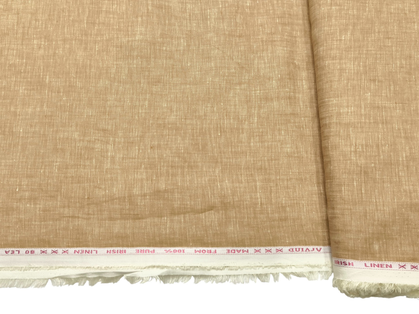 Arvind 100% Pure Irish Linen (80 Lea) Shirting Fabric (Camel Tan, Plain)