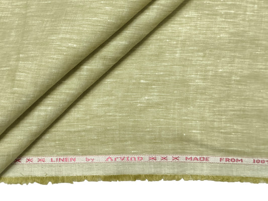 Arvind 100% Pure Irish Linen (80 Lea) Shirting Fabric (Light Green, Plain)