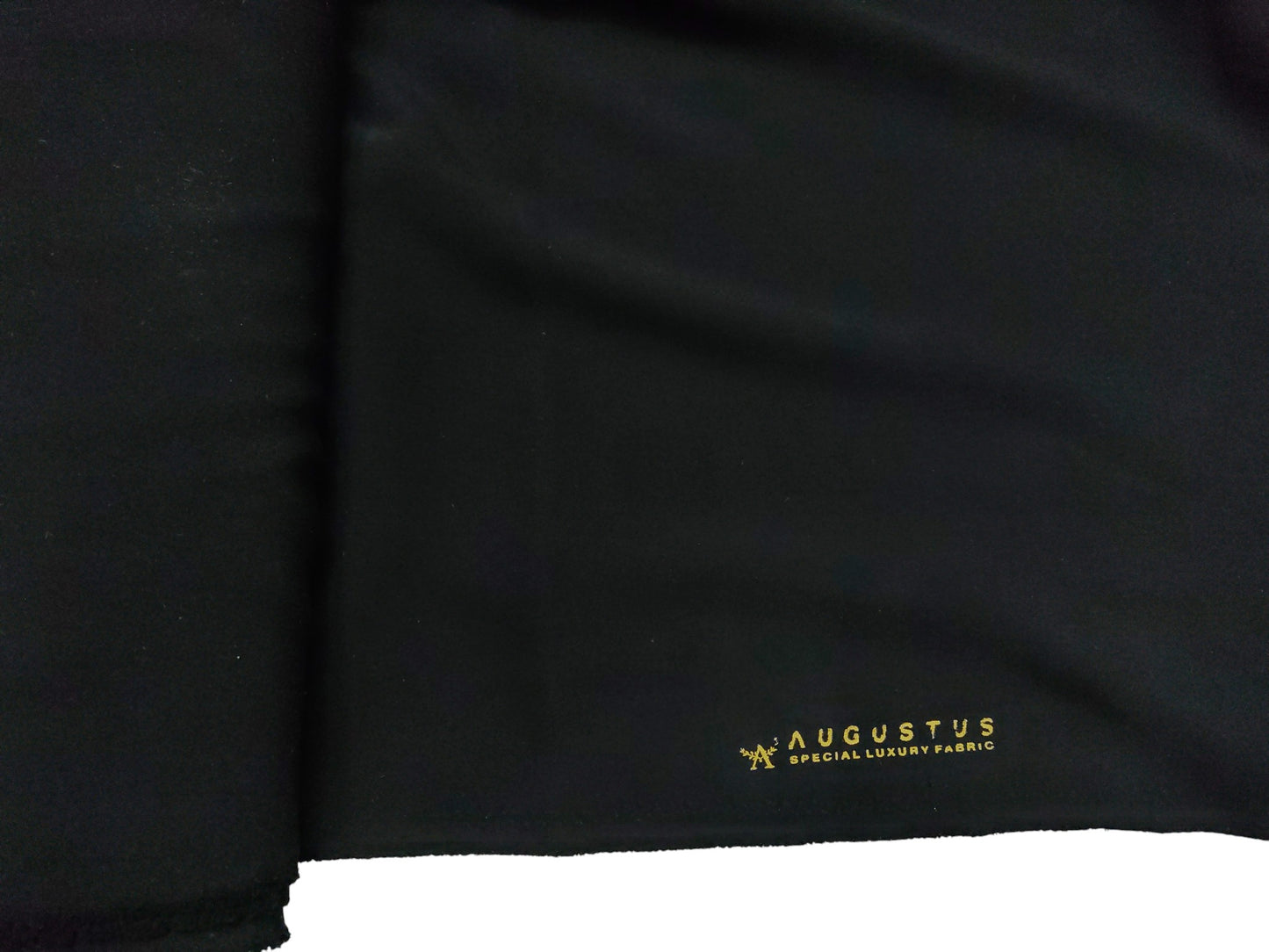 Augustus Superfine Lachka Stretched Suiting Fabric (Pure Black Plain)