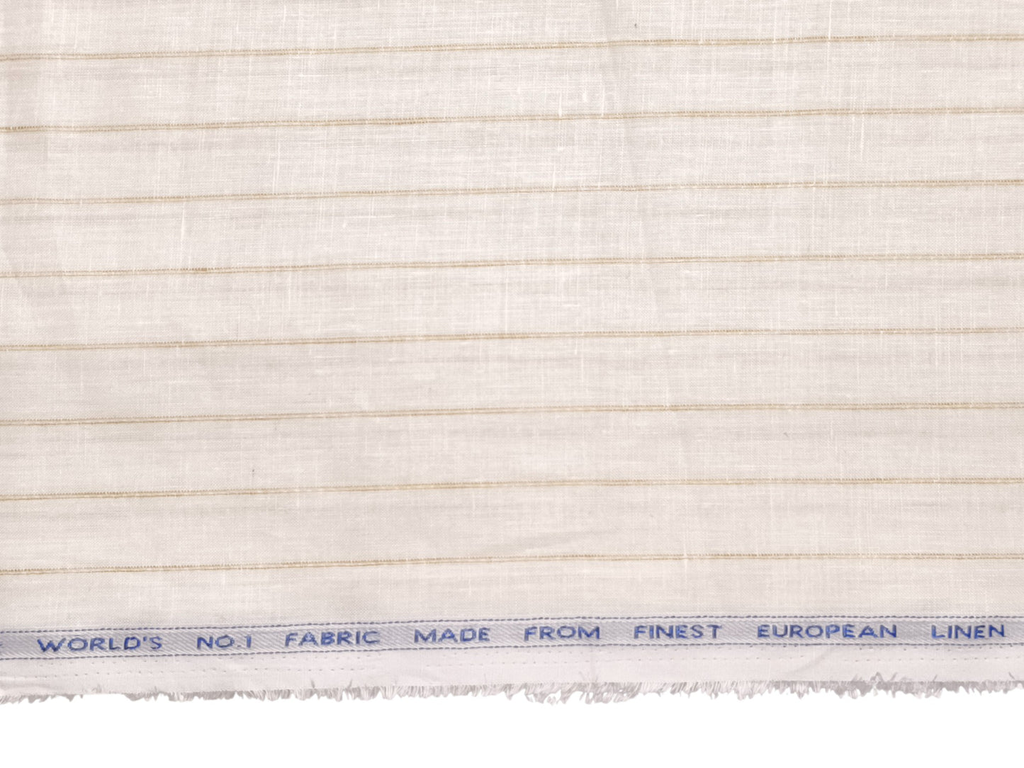 Italian Luxury Collection 100% Pure Linen Fabric 70 LEA Shirting Fabric (White & Golden, Stripes)