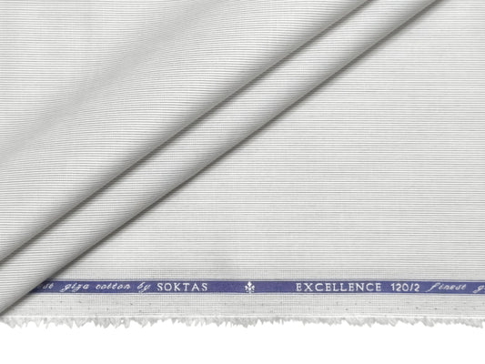 Giza House By Soktas 120/2 Finest Giza Cotton Shirting Fabric (Light Grey, Microstripe)