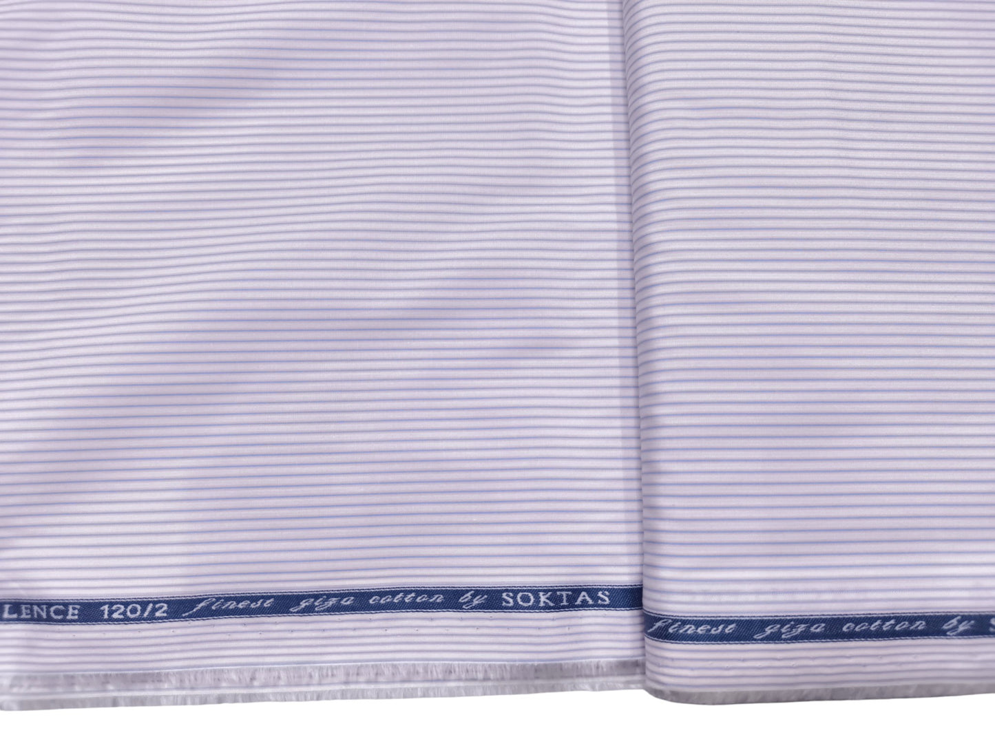 Giza House By Soktas 120/2 Finest Giza Cotton Shirting Fabric (White & Violet, Stripes)
