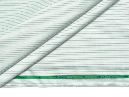 Grasim by Aditya Birla Group 100% Pure Cotton Shirting Fabric (White & Black , Stripes)