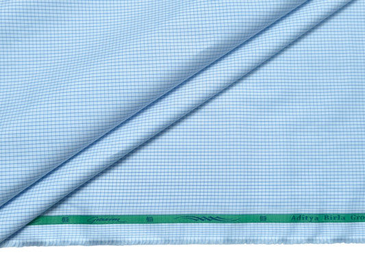 Grasim by Aditya Birla Group 100% Pure Cotton Shirting Fabric (Blue , Microchecks)