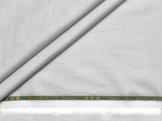 Reid & Taylor 100% Pure Giza Cotton Shirting Fabric (White & Grey , Patterned Stripes)