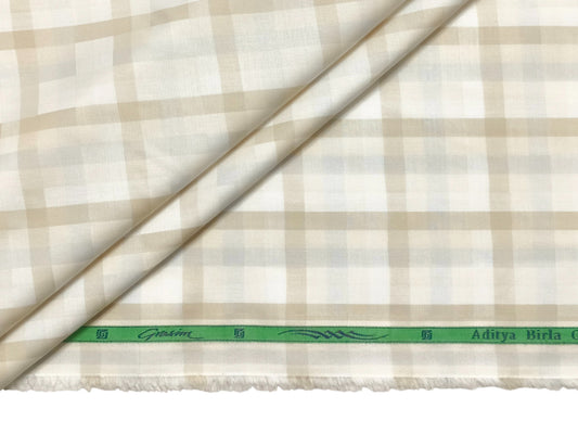 Grasim by Aditya Birla Group 100% Pure Cotton Shirting Fabric (Brown And Light grey, Checks)