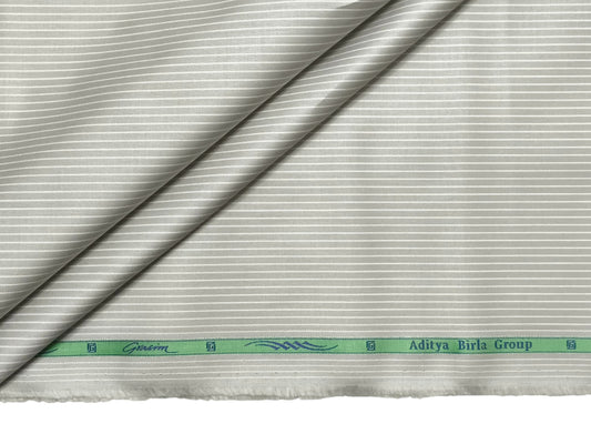 Grasim by Aditya Birla Group 100% Pure Cotton Shirting Fabric (Silver Grey, Stripes)
