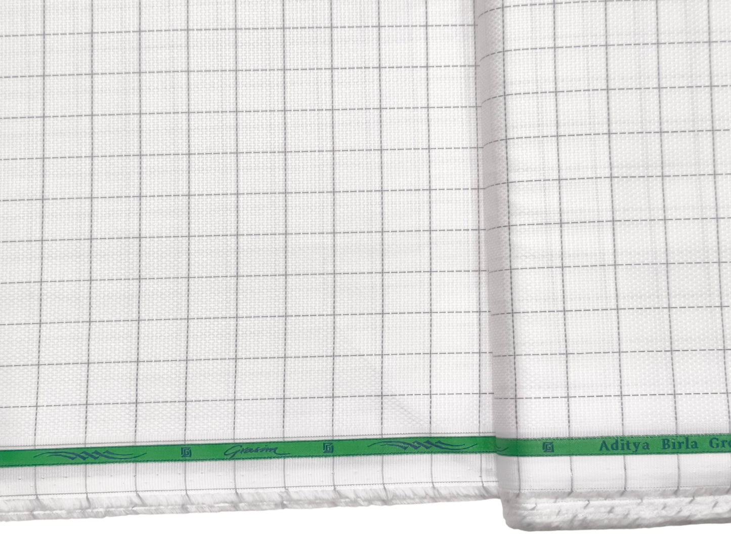 Grasim by Aditya Birla Group 100% Pure Cotton Shirting Fabric (White & Grey, Checks)