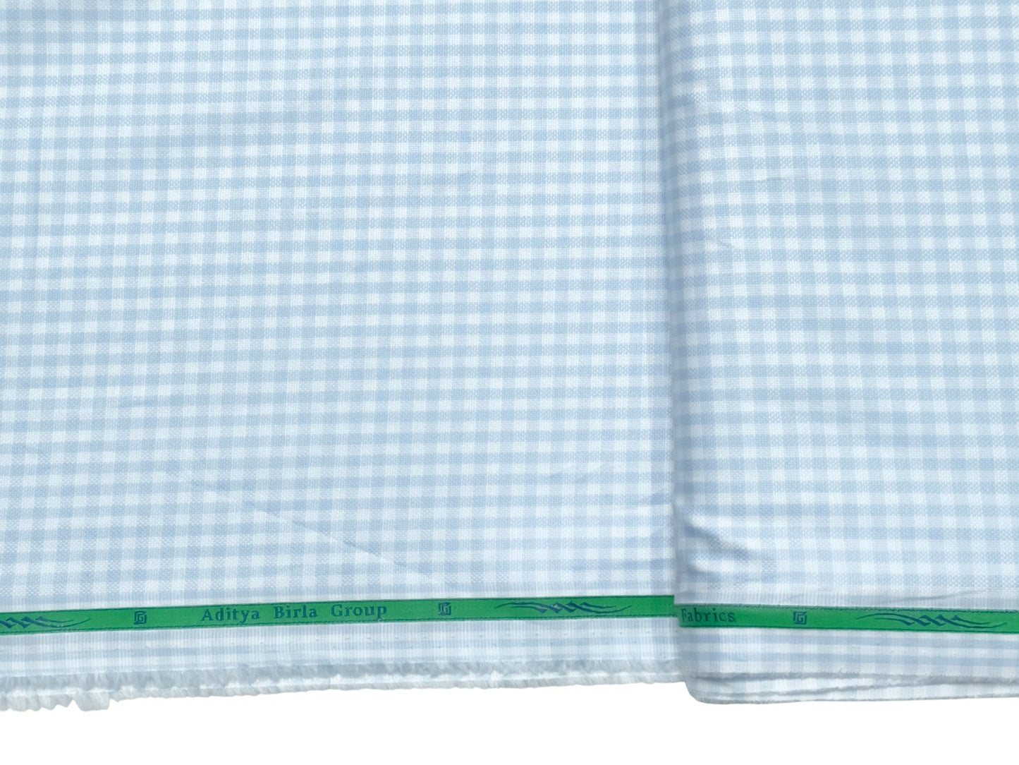 Grasim by Aditya Birla Group 100% Pure Cotton Shirting Fabric (White & Blue , Microcheks)