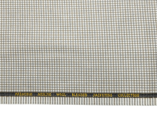 Cavalero Italy Premium Merino Wool Blended Jacketing Collection Suiting Fabric (Beige and Brown, Houndstooth Pattern)