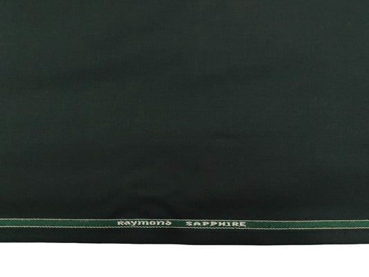 Raymond Sapphire Merino Wool Blended Suiting Fabric (Bottle Green, Plain Weave)