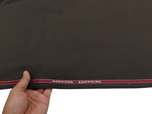 Raymond Sapphire Merino Wool Blended Suiting Fabric (Brown, Plain Weave)