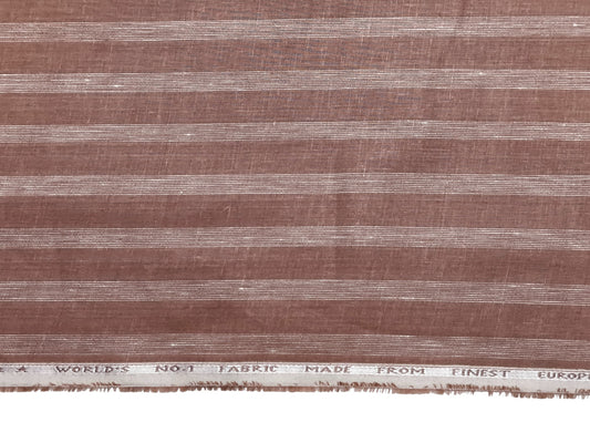 Italian Luxury Collection 100% Pure Linen Fabric 70 LEA Shirting Fabric (Brown, Striped)