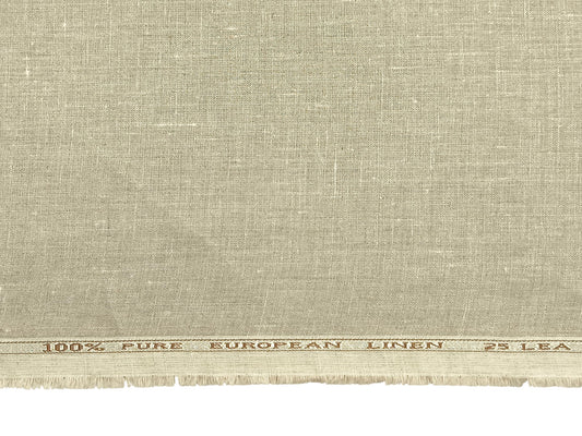 100% Pure European Linen 25 LEA Suiting Fabric (Dark Natural, Plain)
