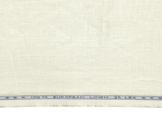 100% Pure European Linen 25 LEA Suiting Fabric (Off White, Plain)
