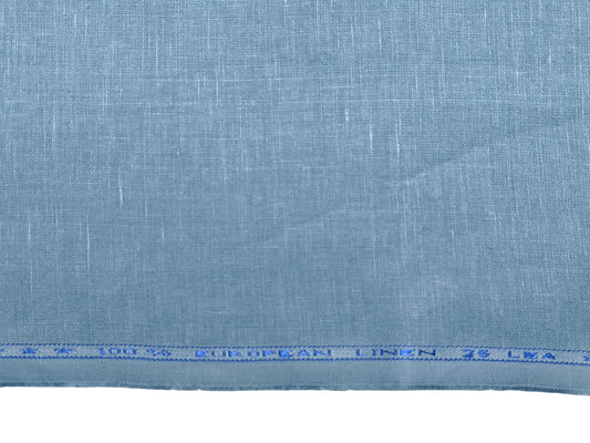 100% Pure European Linen 25 LEA Suiting Fabric (Aqua Blue, Plain)