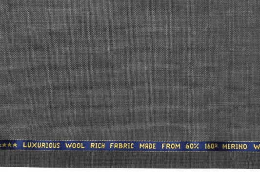 Raymond Super Luxe 60% Wool Super 160s Suiting Fabric (Grey Melange, Textured)