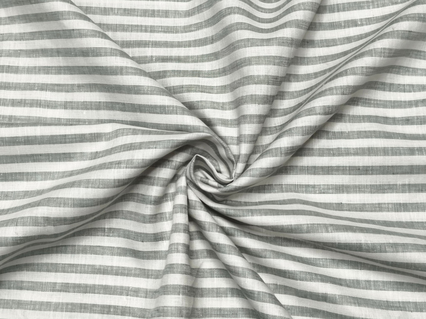 100% Pure European Linen 70 LEA Shirting Fabric (White And Grey, Striped)