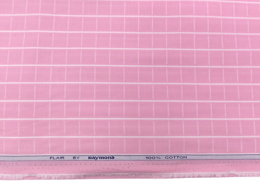 Raymond 100% Pure Cotton Shirting Fabric (Pink Checks)