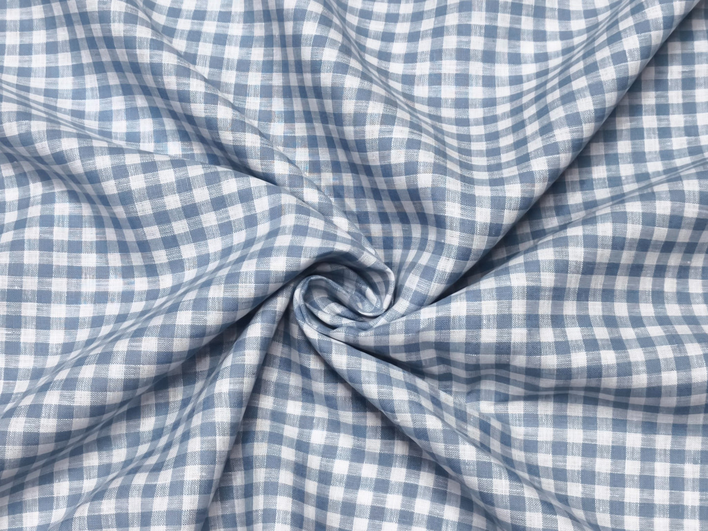100% Pure European Linen 70 LEA Shirting Fabric (White And Blue, Checks)
