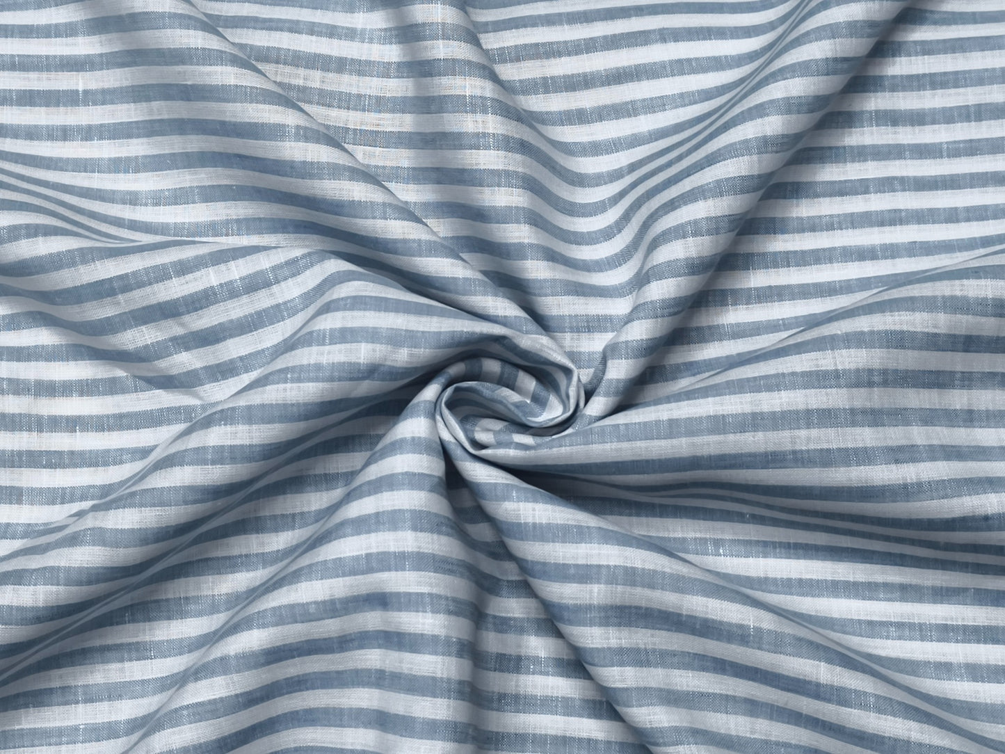100% Pure European Linen 70 LEA Shirting Fabric (White and Blue, Striped)