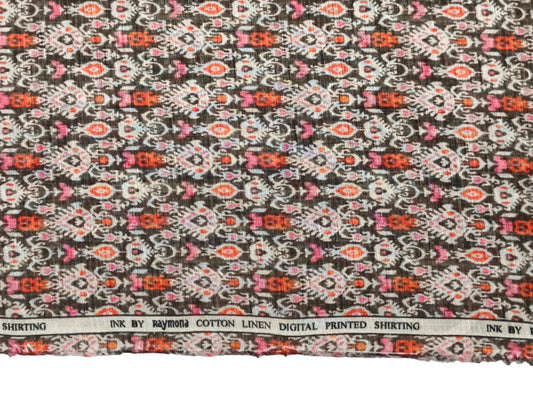 Raymond Cotton Linen Blended Shirting Fabric (Multicolour, Printed)