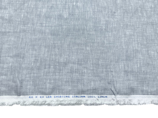 Italian 100% Linen 60 LEA Shirting Fabric (Light Grey, Plain)