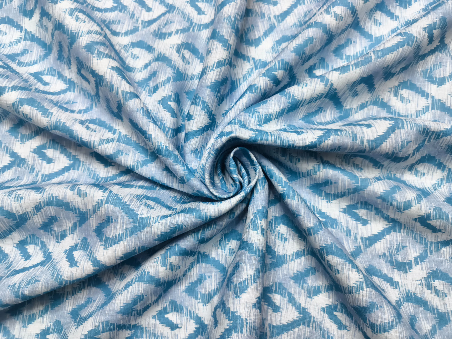 Italian Luxury Collection 100% Pure Linen 70 Lea Shirting Fabric (Blue Printed)