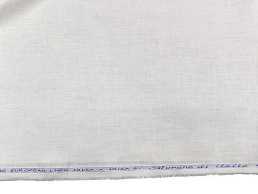 Murano Di Italia 100% Pure Linen 40 Lea Shirting Fabric (White, Plain)