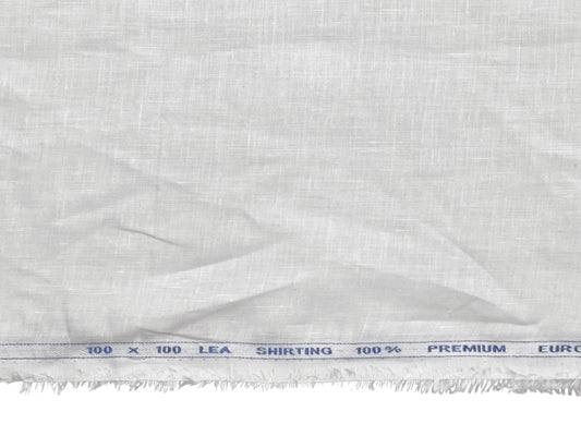 100% Premium European Linen 100 LEA Shirting Fabric (White, Plain)