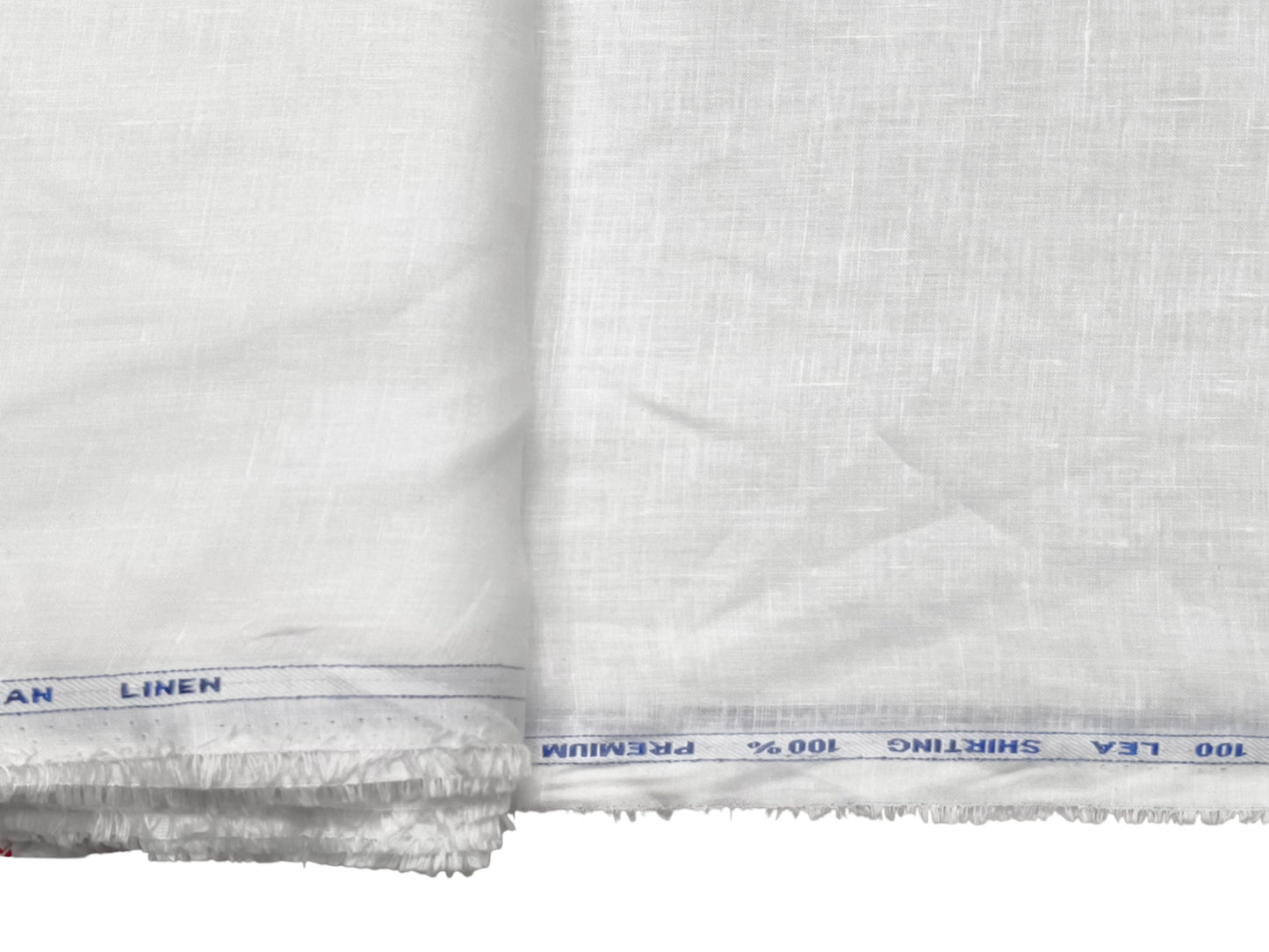 100% Premium European Linen 100 LEA Shirting Fabric (White, Plain)